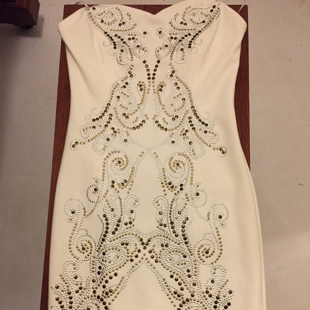 Guess Strapless Studded Ponte Dress